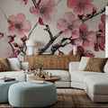 Ink Cherry Blossoms Branches Mural Wallpaper - room preview 03