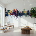 Porto Portugal Skyline Blue & Bronze Mural Wallpaper - room preview 03