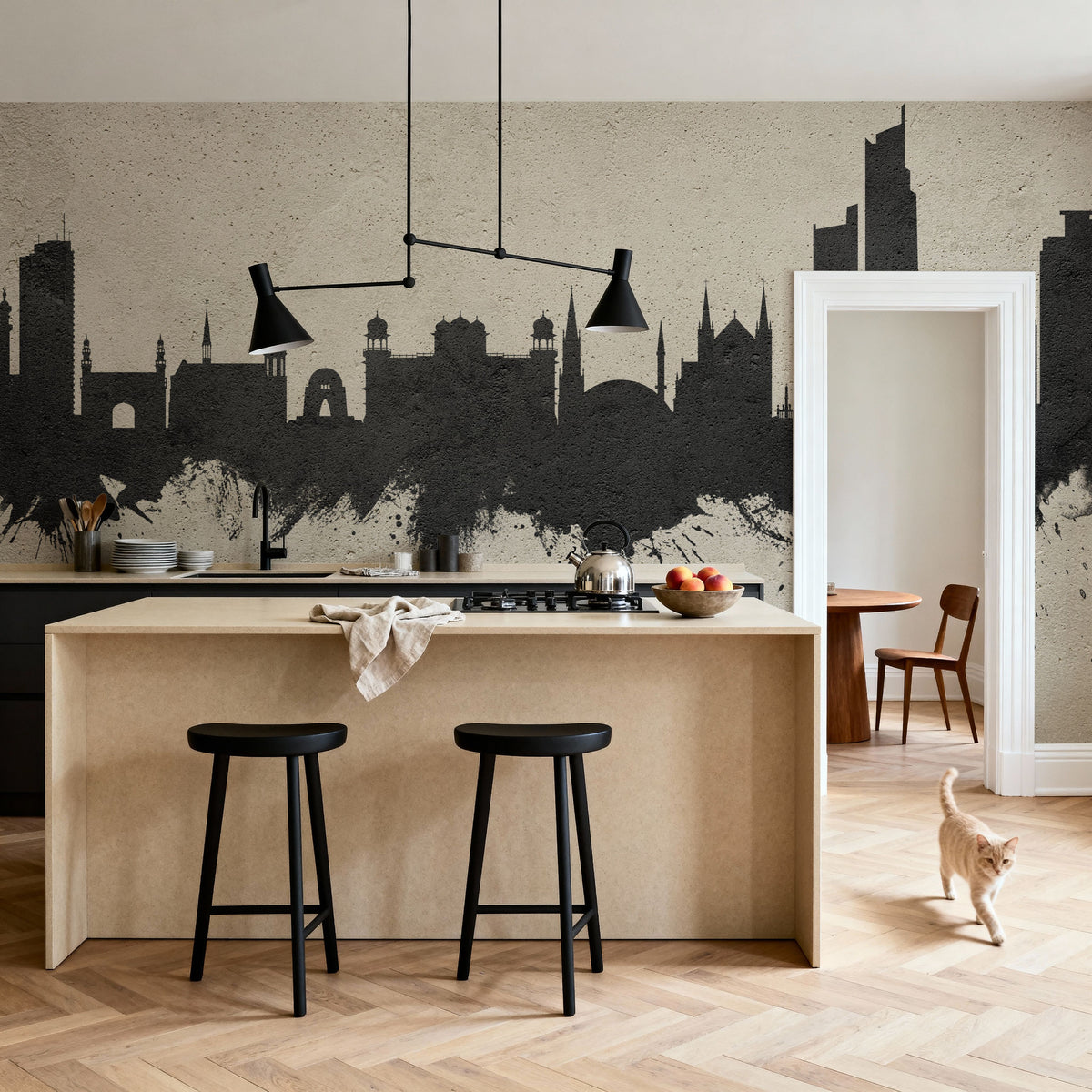 Karachi Pakistan Skyline Concrete Mural Wallpaper - room preview 03