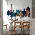 Northampton England Skyline Blue & Bronze Mural Wallpaper - room preview 03