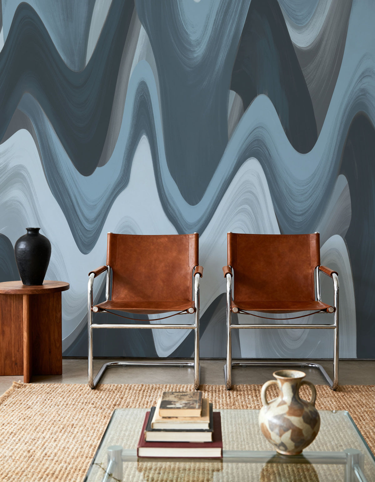Abstract Paints, Denim Mural Wallpaper - room preview 03