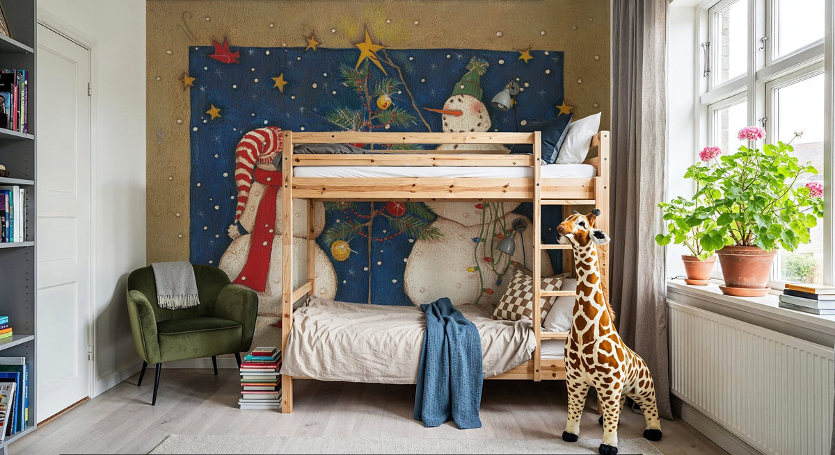 Seasonal Snowman XII Mural Wallpaper - room preview 03