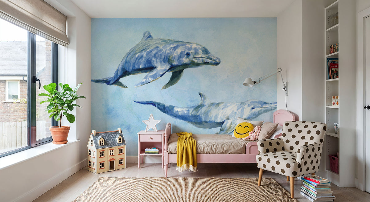 Graceful Dolphins I Mural Wallpaper - room preview 03