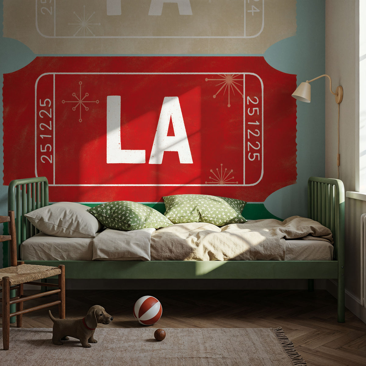 Ticket Stubs Christmas Mural Wallpaper - room preview 03