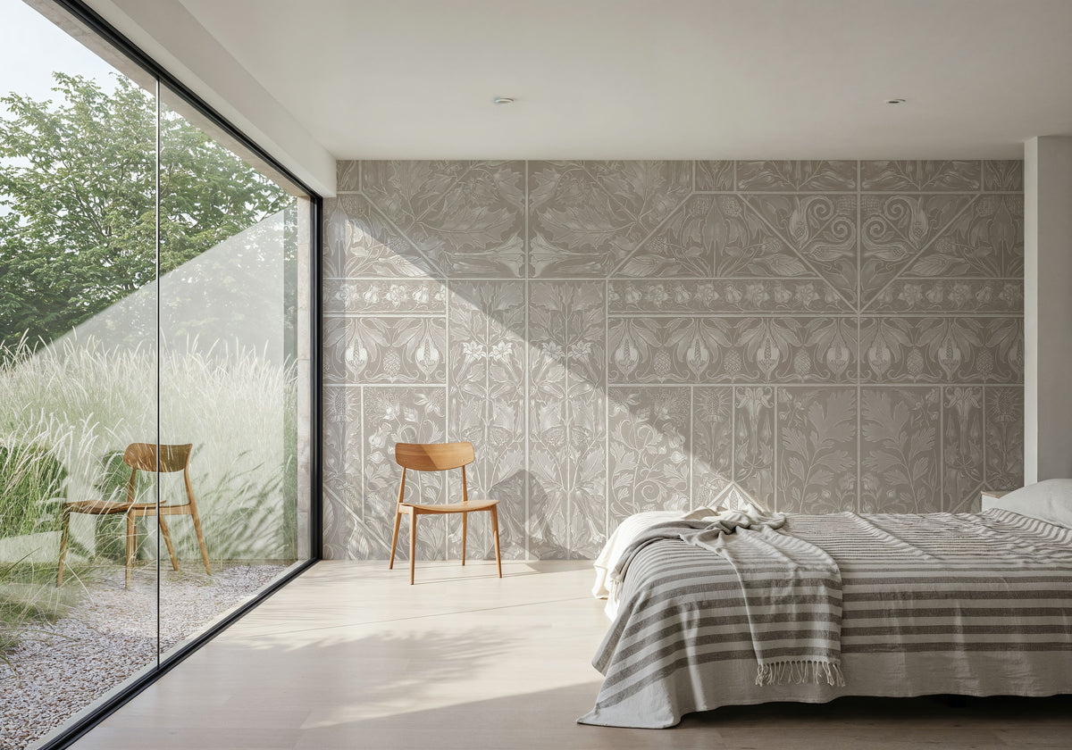 Floral Mood Beige Mural Wallpaper - room preview 03