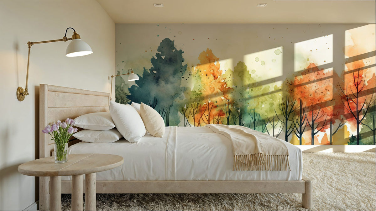 Watercolor Fall Mural Wallpaper - room preview 03