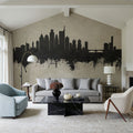 Philadelphia Skyline Concrete Mural Wallpaper - room preview 03