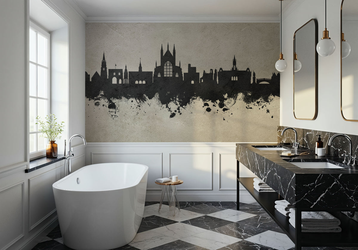 Winchester England Skyline Concrete Mural Wallpaper - room preview 03