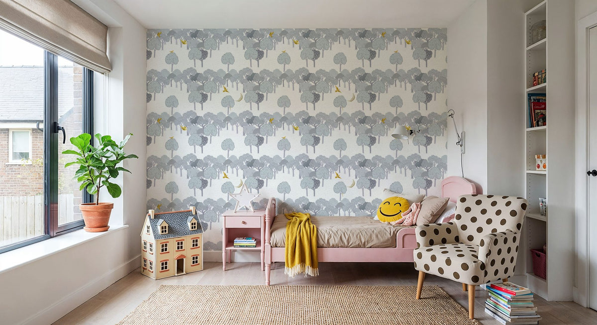 The Key to the Forest, Grey Mural Wallpaper - room preview 03