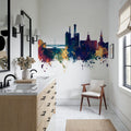 Iowa City Skyline Blu & Bronze Mural Wallpaper - room preview 03