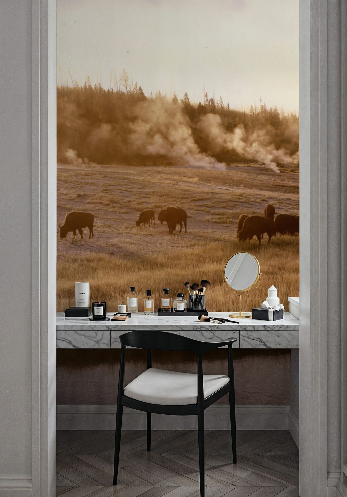 Bison Firehole River Mural Wallpaper - room preview 03