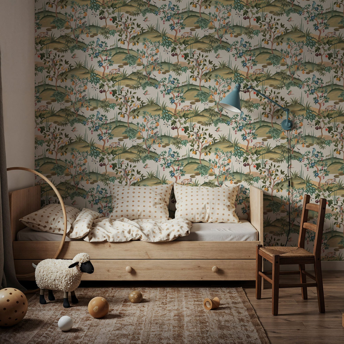 Orchard Reverie Pattern, Cream Mural Wallpaper - room preview 03