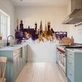Shrewsbury England Skyline Purple & Gold Mural Wallpaper - room preview 03