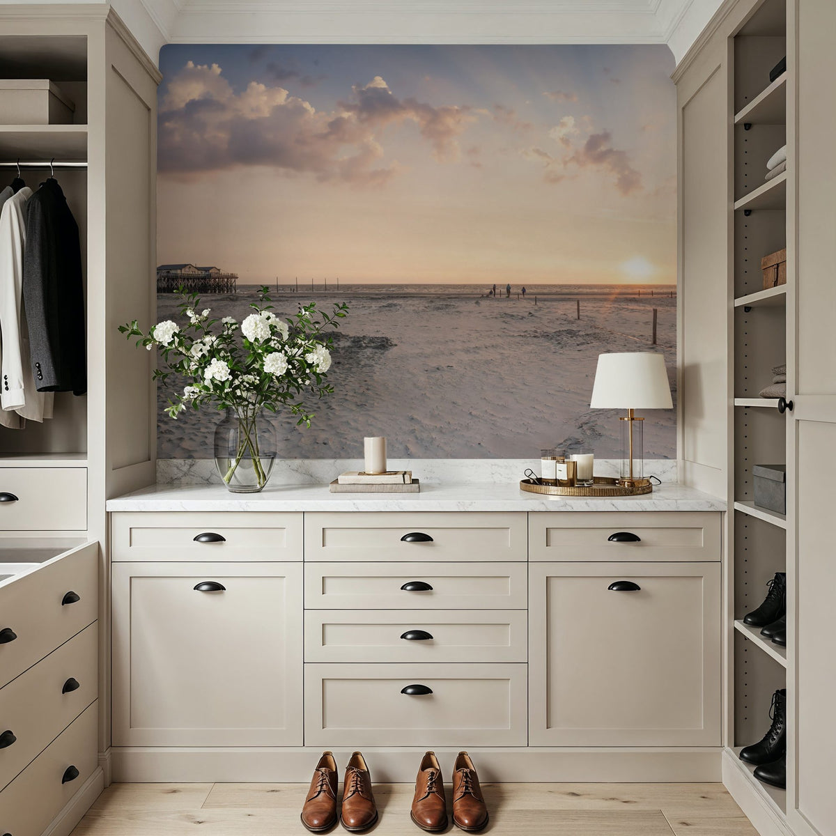 Stilt House Sunrise Mural Wallpaper - room preview 03