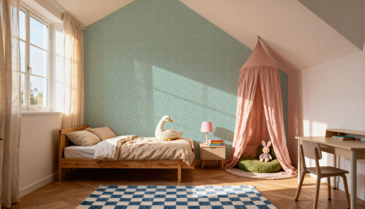 Flutterby Stacks Sky Blue Mural Wallpaper - room preview 03