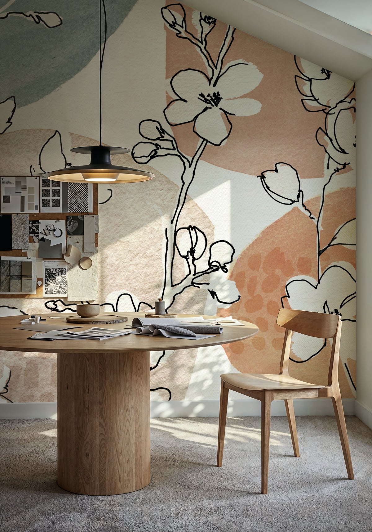 Soft Floral Figures Mural Wallpaper - room preview 03