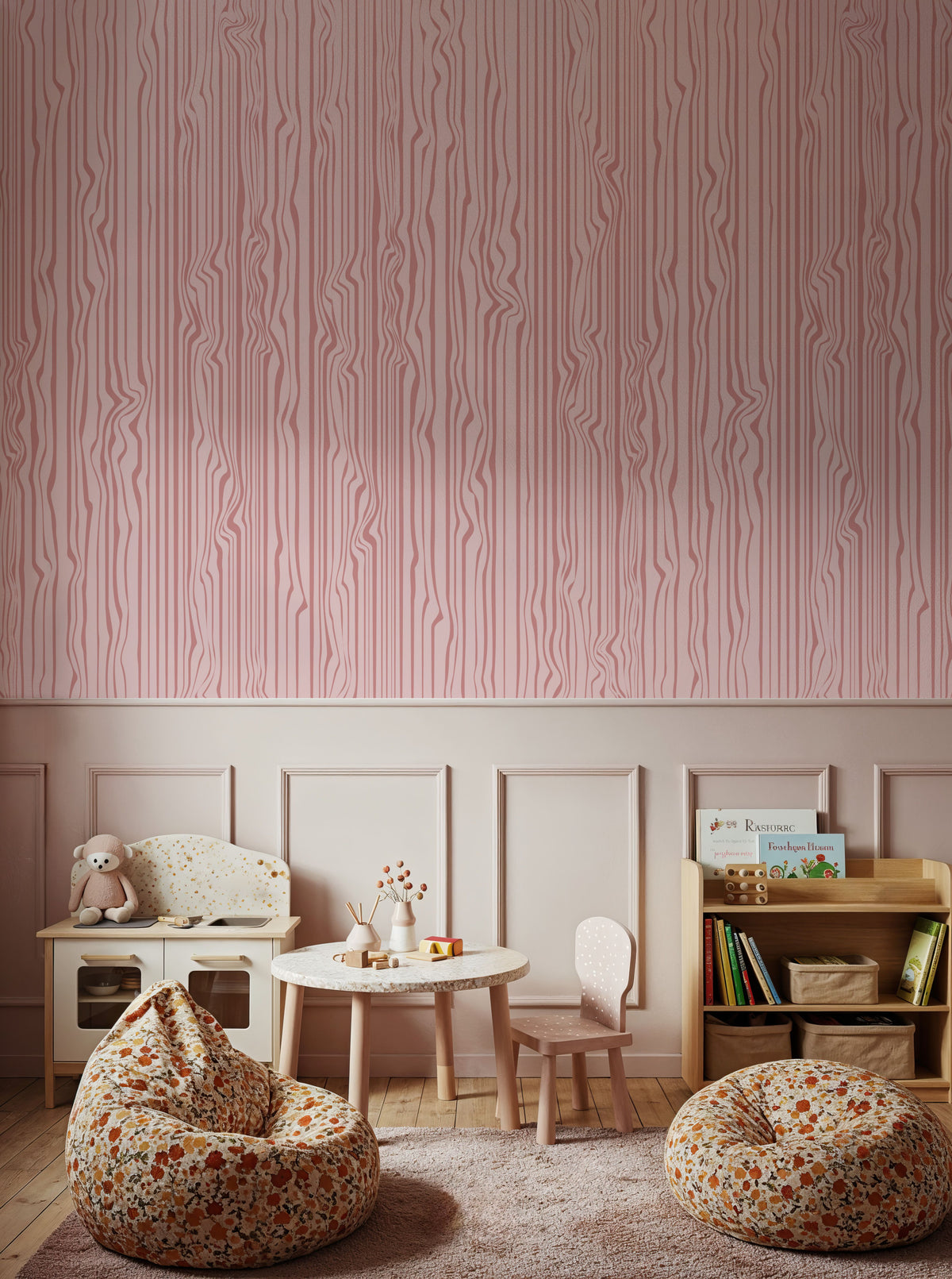 Veneer Lines, Pink Mural Wallpaper - room preview 03