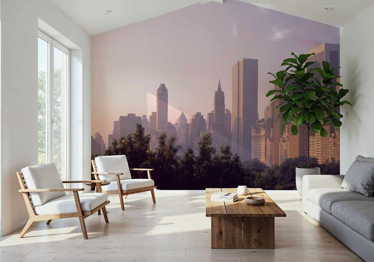 Sunset Skyline Mural Wallpaper - room preview 03