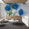 Cornflowers on Linen Mural Wallpaper - room preview 03