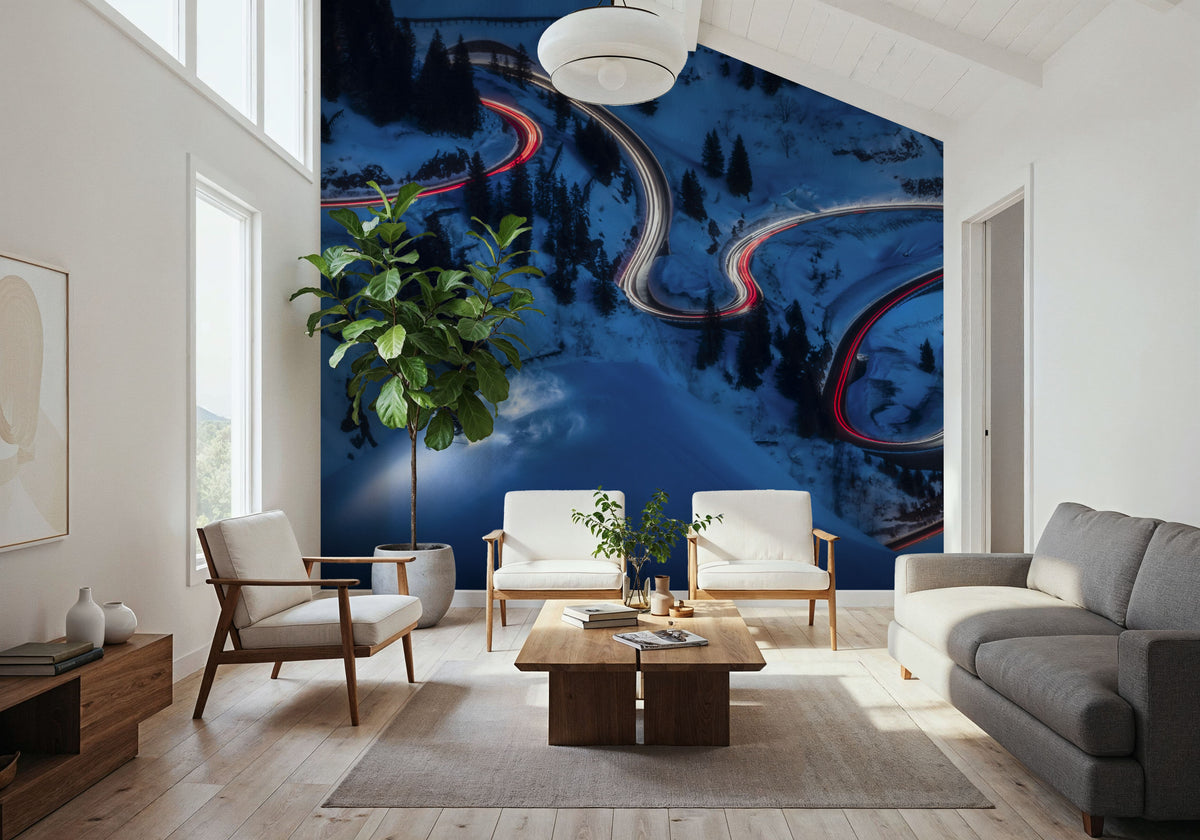 Night Skiing Mural Wallpaper - room preview 03