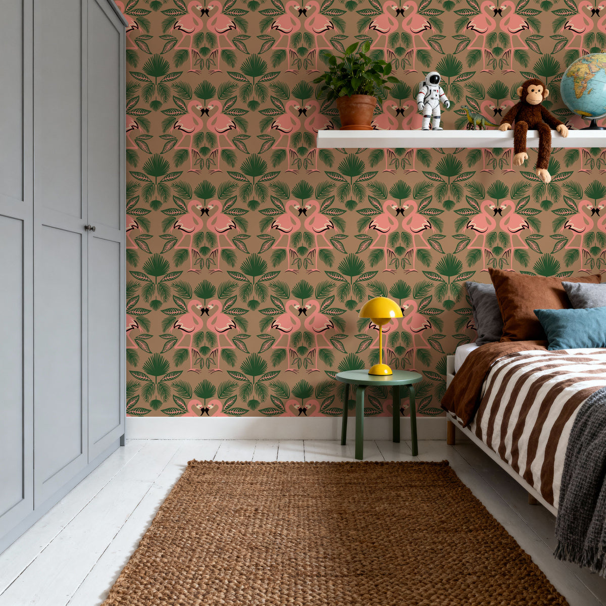Flamingo Friends Mural Wallpaper - Red Tone - room preview 03