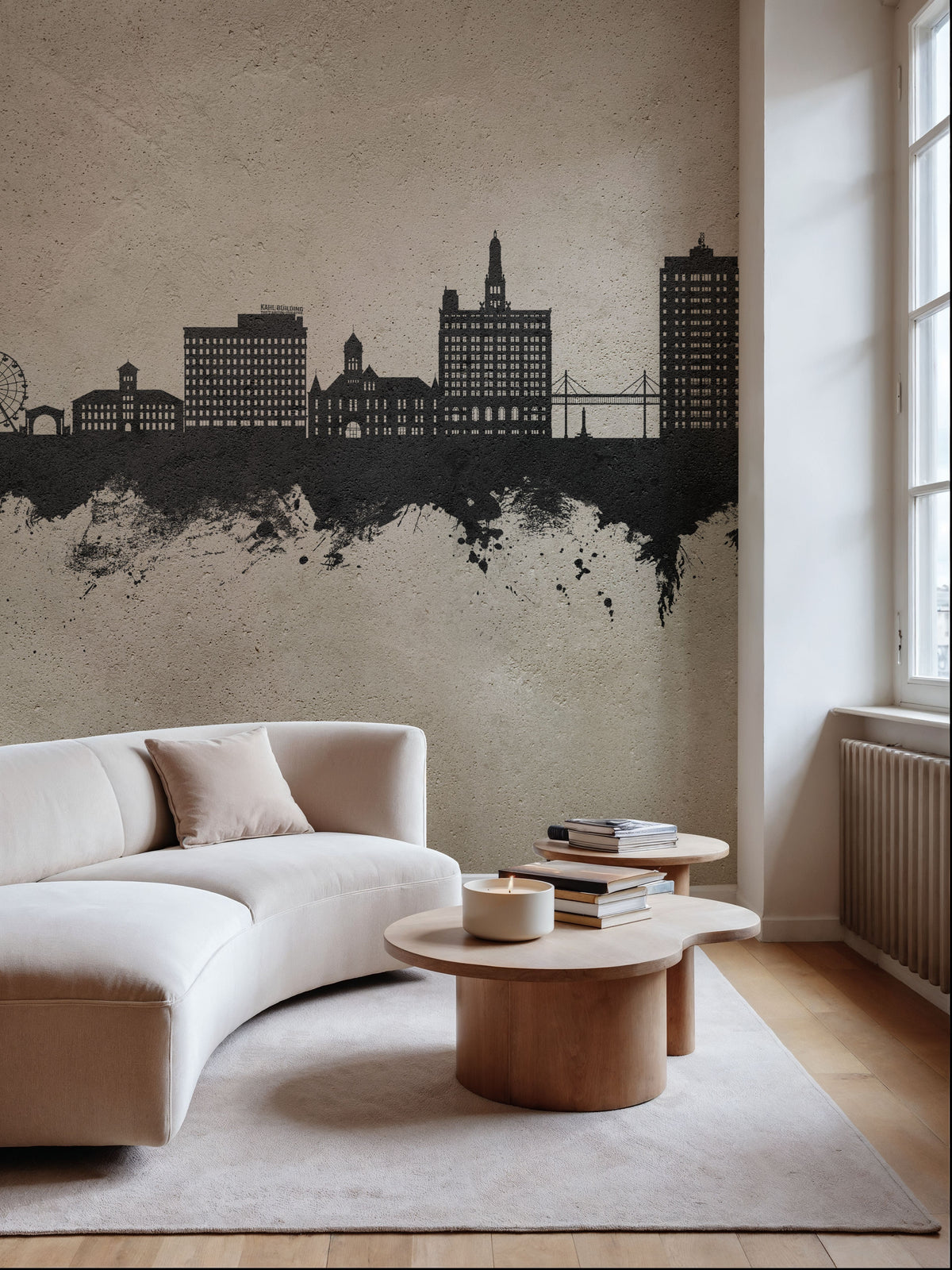 Davenport Iowa Skyline Concrete Mural Wallpaper - room preview 03