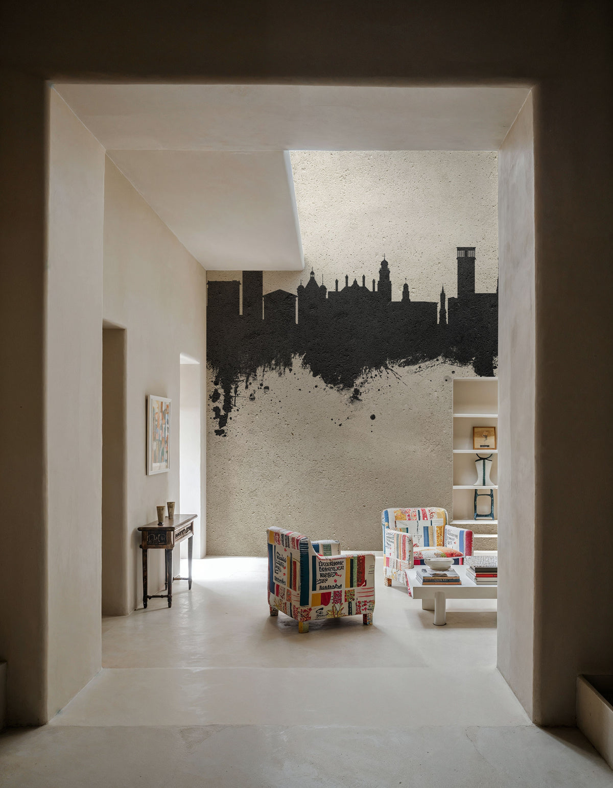Leicester England Skyline Concrete Mural Wallpaper - room preview 03