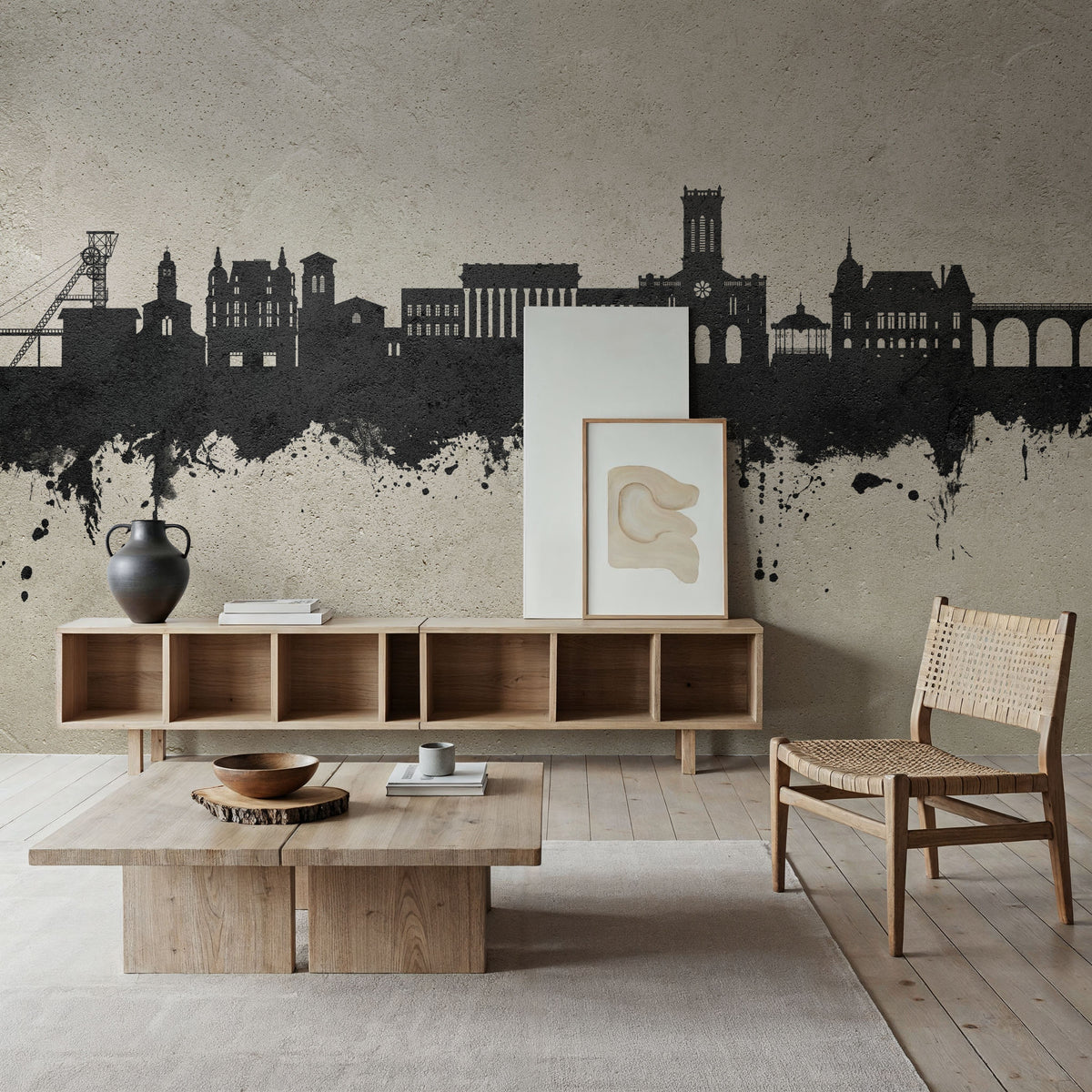 Saint-Étienne France Skyline Concrete Mural Wallpaper - room preview 03