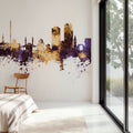 Damascus Syria Skyline Purple & Gold Mural Wallpaper - room preview 03