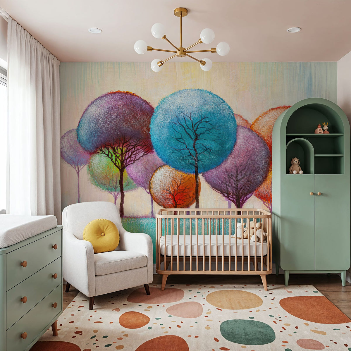 Whimsical Tree Grove Mural Wallpaper - room preview 03