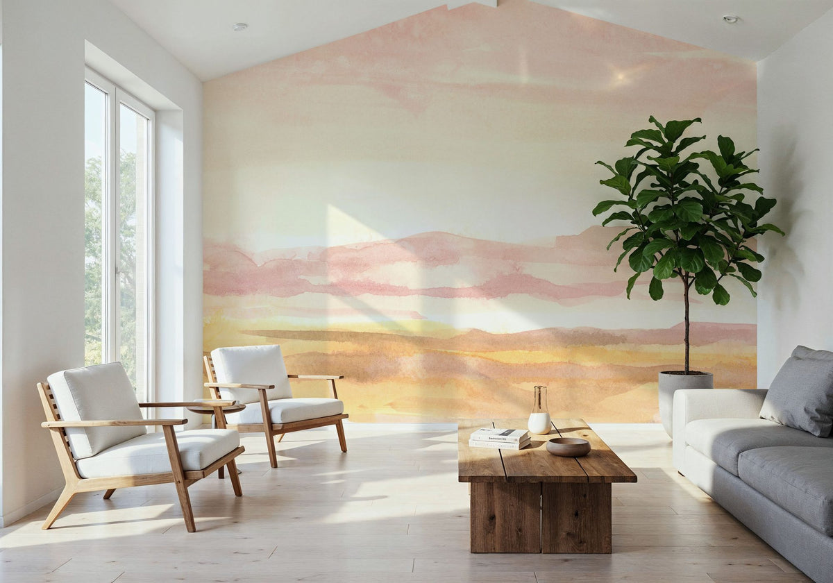 Pink Horizon I Mural Wallpaper - room preview 03