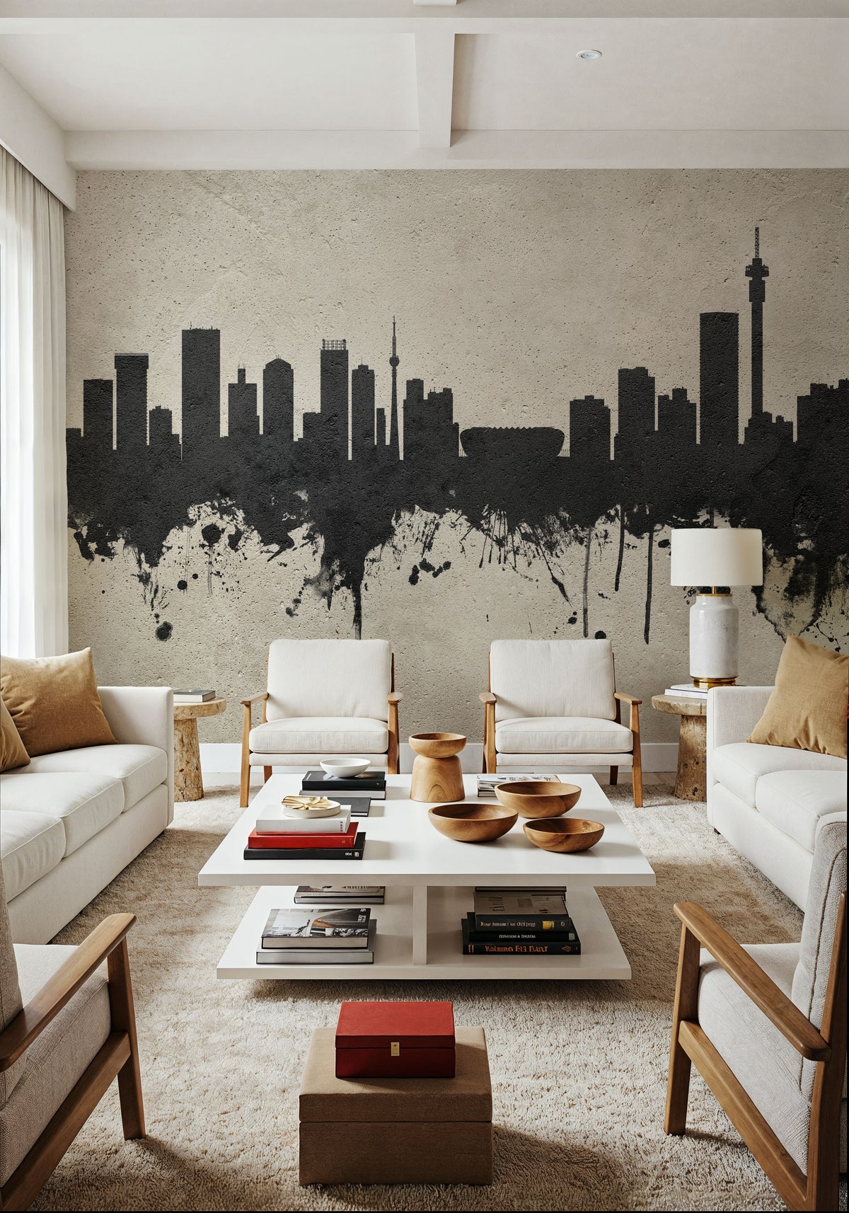 Johannesburg South Africa Skyline Concrete Mural Wallpaper - room preview 03