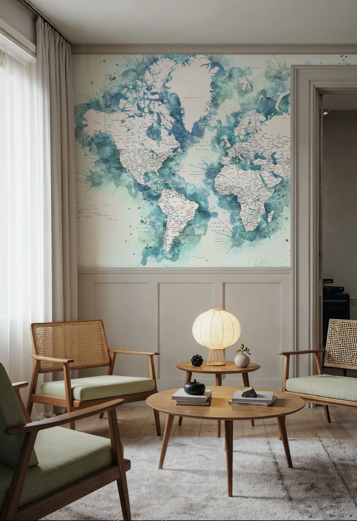 World Map Cities - Shari Mural Wallpaper - room preview 03