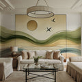 Serenity Sunset View in Art Deco Mural Wallpaper - room preview 03