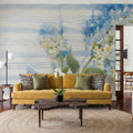 Lilac on Blue Stripe Mural Wallpaper - room preview 03