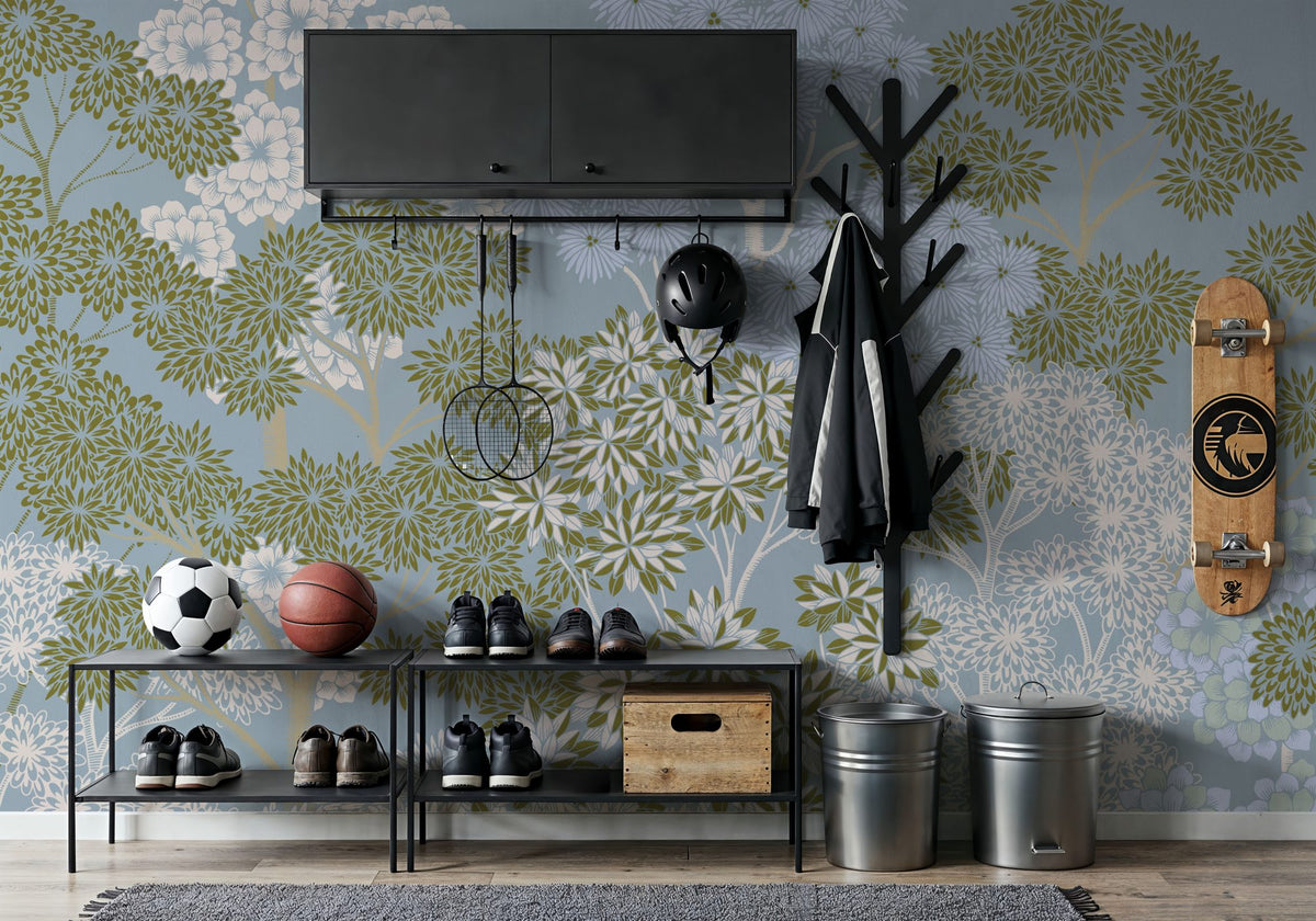 Overleaf Woodland, French Blue Mural Wallpaper - room preview 03