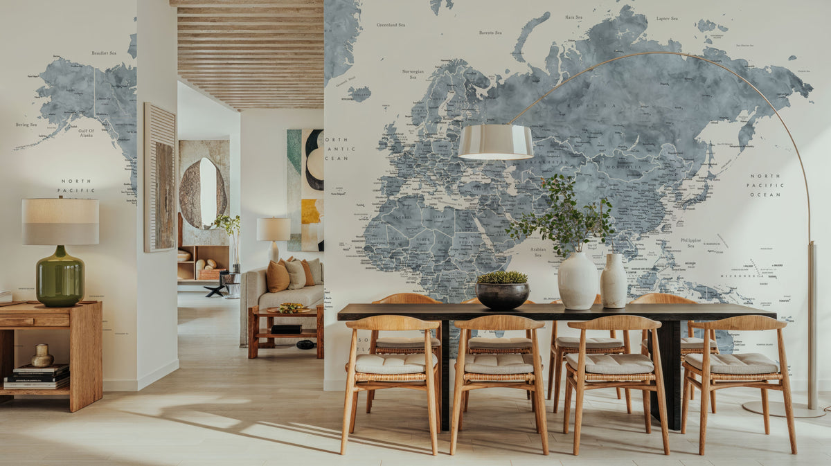 World Map Cities - Ninian Mural Wallpaper - room preview 03