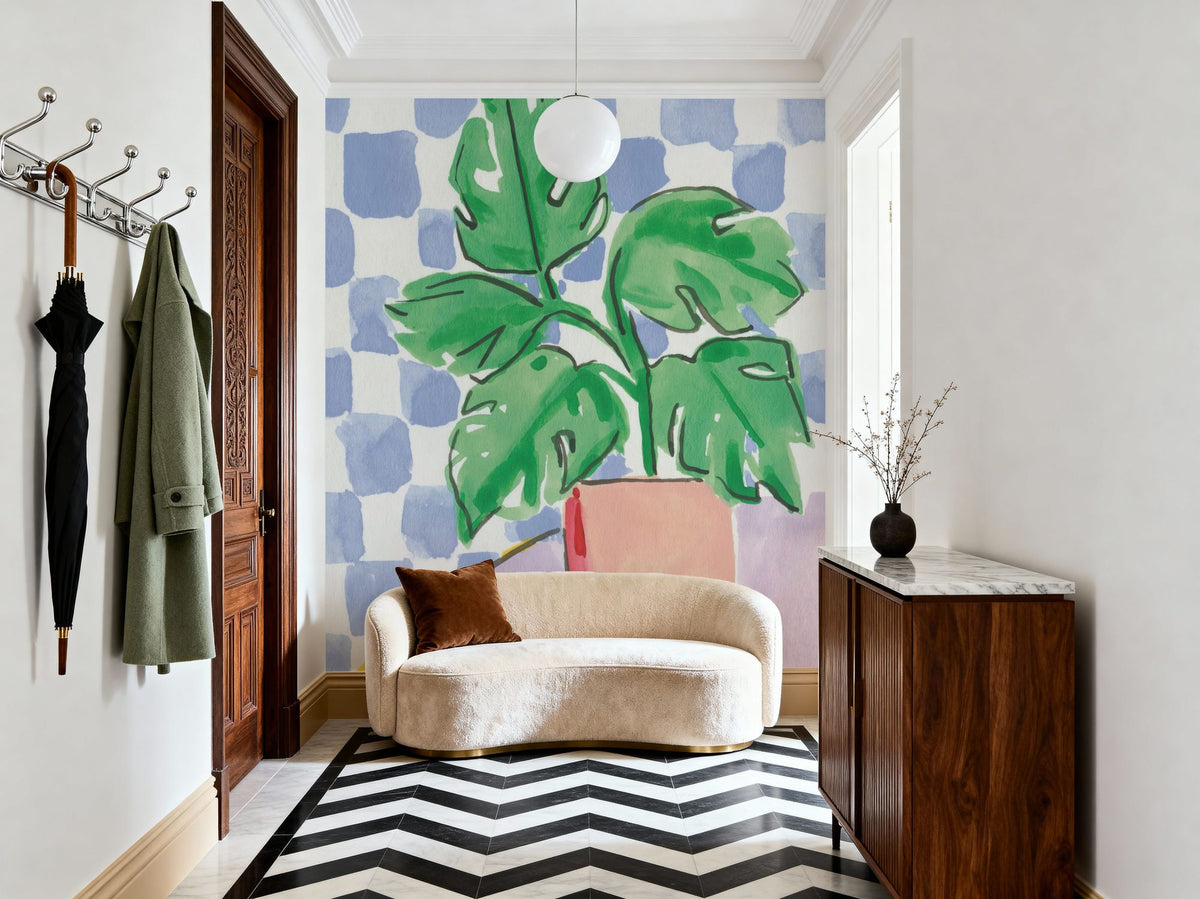 Checkered Palm Mural Wallpaper - room preview 03