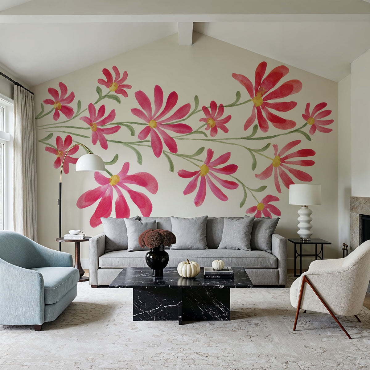 Pretty Blooms I Mural Wallpaper - Light Tone - room preview 03