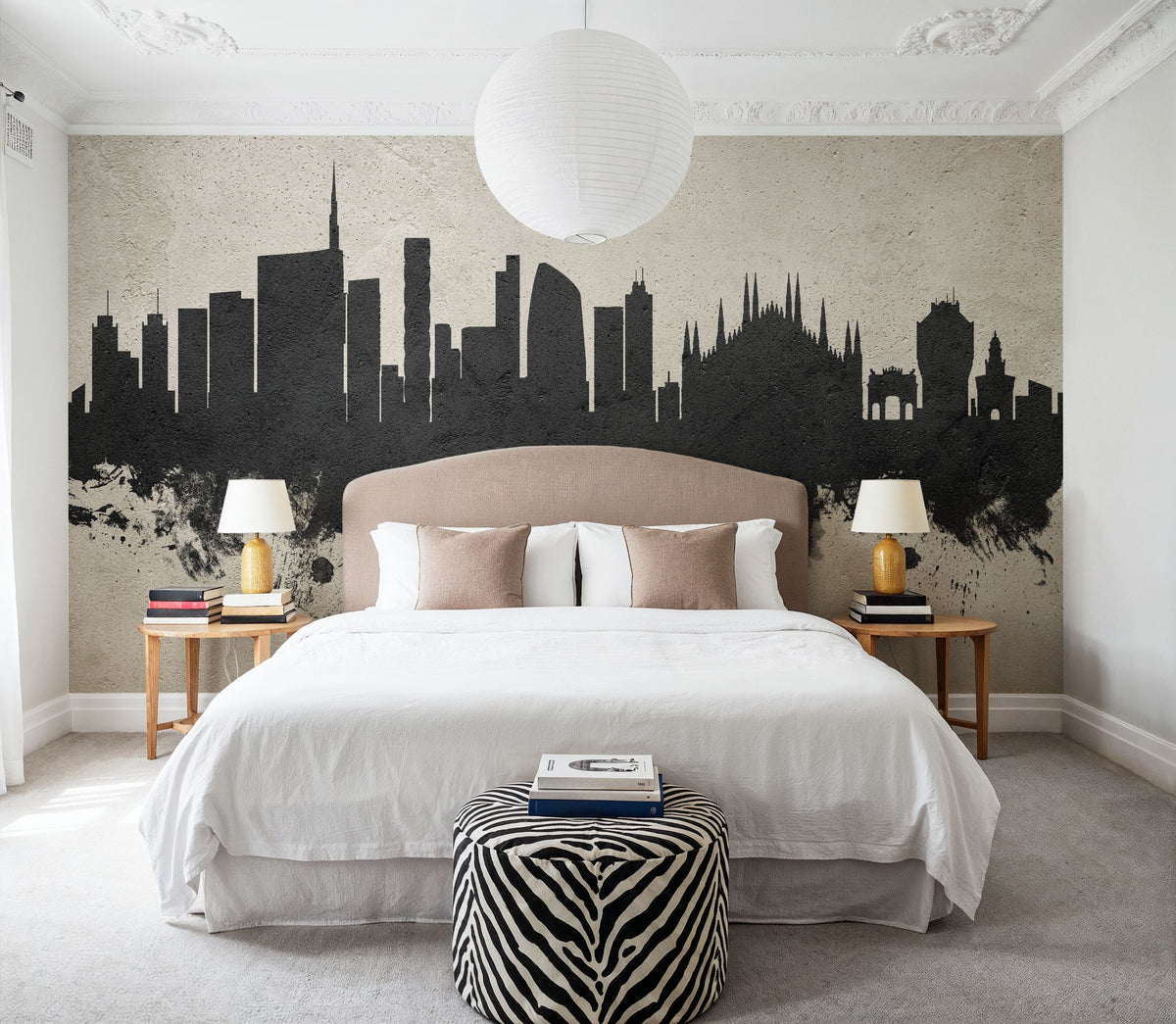 Milan Italy Skyline Concrete Mural Wallpaper - room preview 03