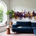 Hyderabad Skyline Purple & Gold Mural Wallpaper - room preview 03