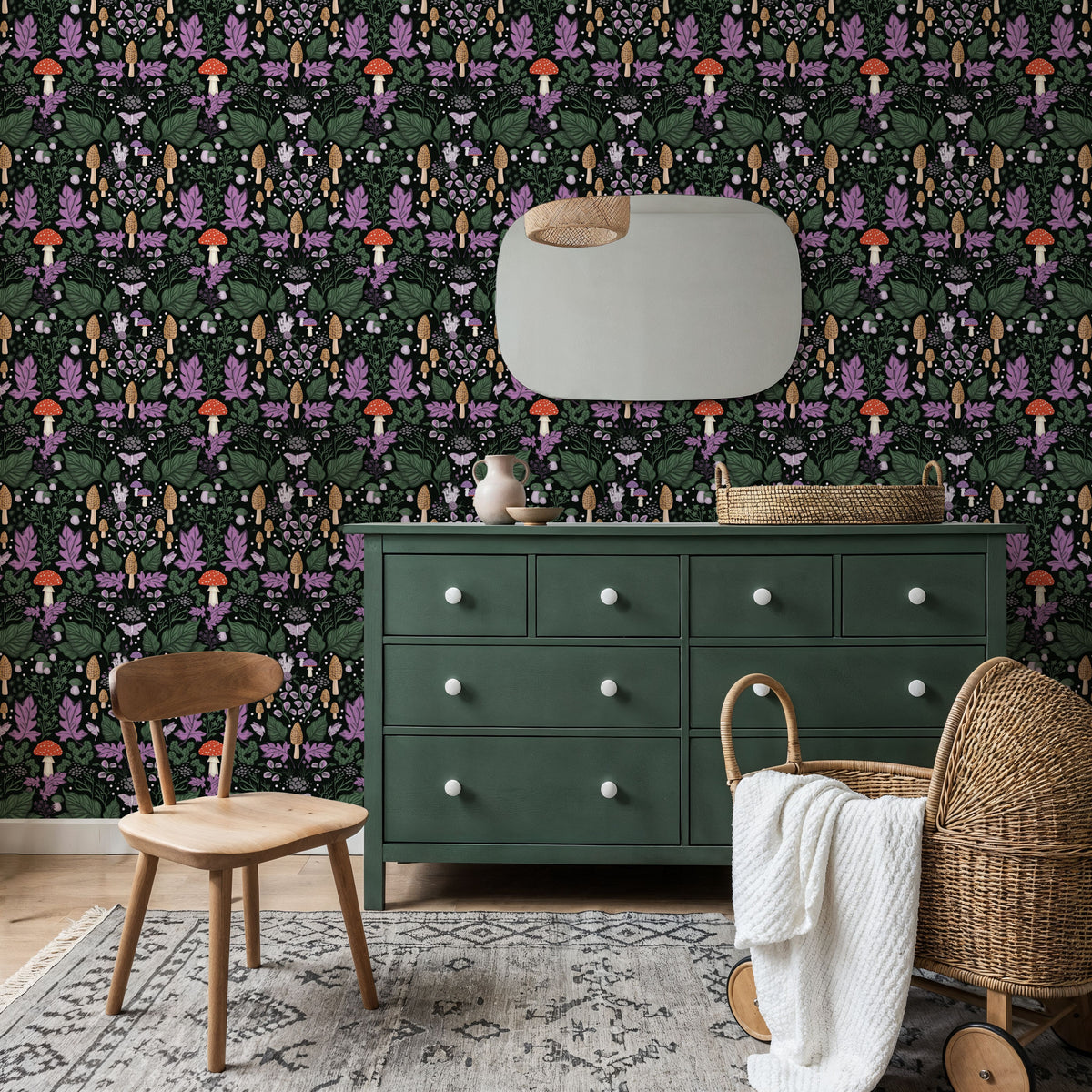 Autumn Forest Illustration, Purple Mural Wallpaper - room preview 03