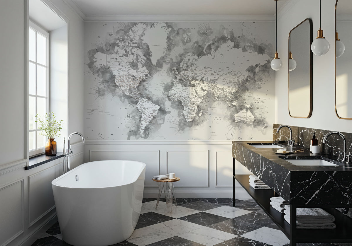 World Map Cities - Louiss Mural Wallpaper - room preview 03