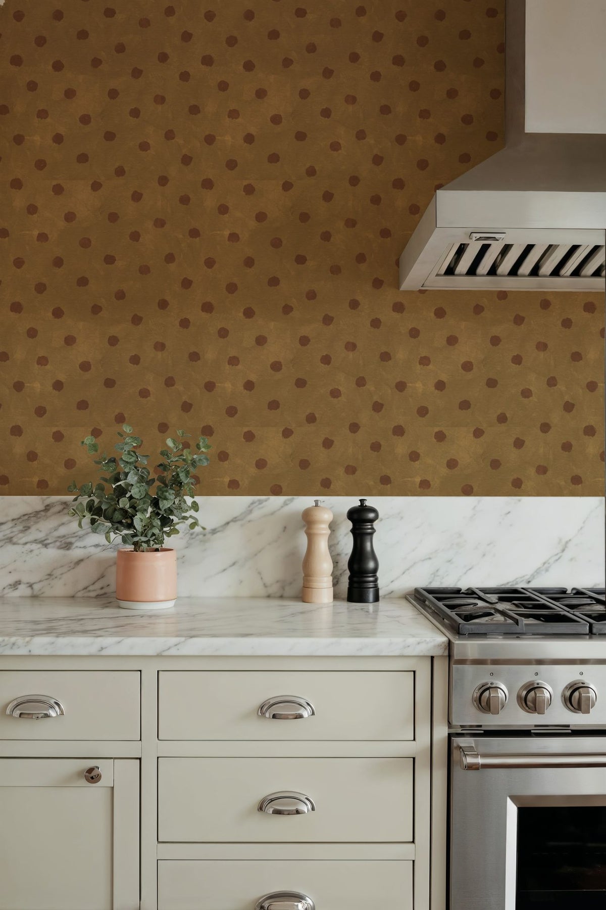 Autumn Dots Khaki Mural Wallpaper - room preview 03