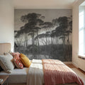 Mediterranean Pine Landscape, Gray Mural Wallpaper - room preview 03