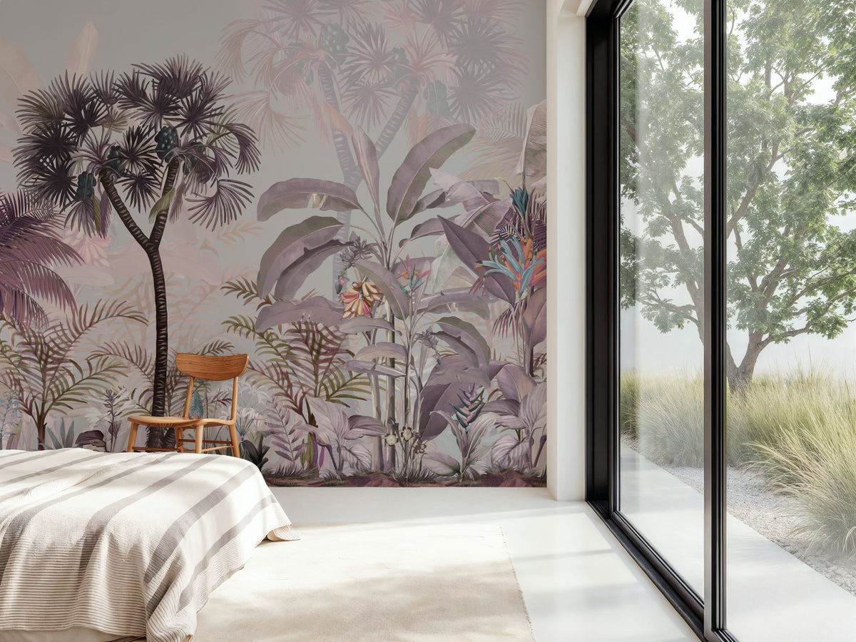 Tropical Forest Strolls Light Mural Wallpaper - room preview 03