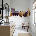 Umeå Skyline Purple & Gold Mural Wallpaper - room preview 03
