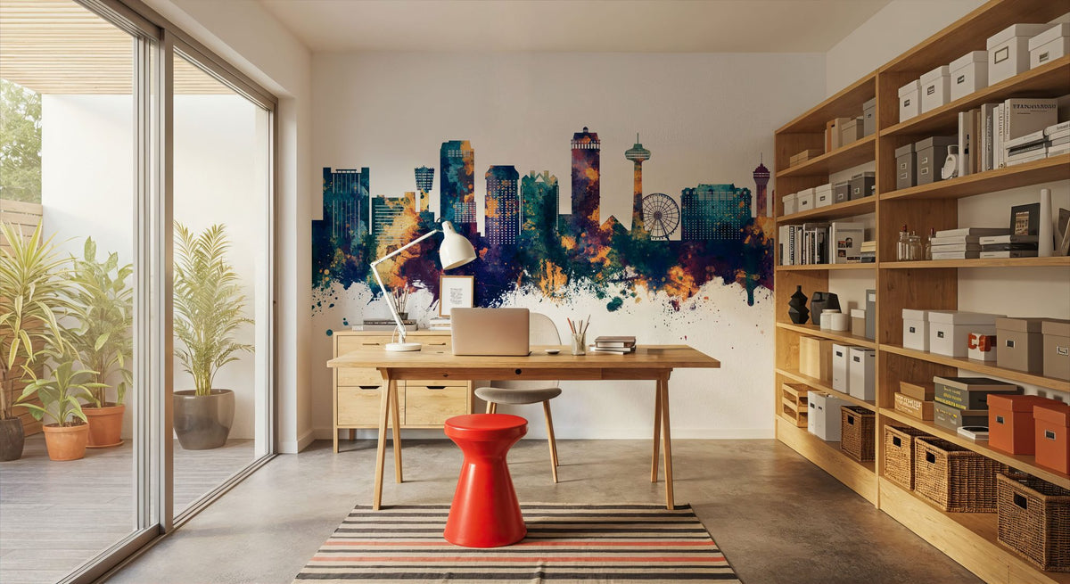 Niagara Falls Skyline Blue & Bronze Mural Wallpaper - room preview 03