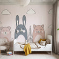 Sleeping Bunny Pink Mural Wallpaper - room preview 03