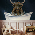 Highland Cow in Tub Texture Light Mural Wallpaper - room preview 03